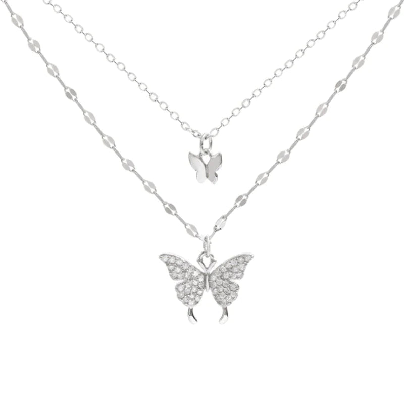 Elegante Halskette Damen aus Silber mit Zirkon-Schmetterlings-Anhänger 5