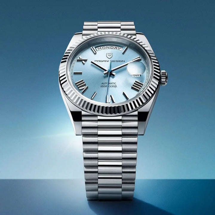Elegante Herrenarmbanduhr Automatik – Edelstahl, Kalenderfunktion, Leuchtzeiger 0