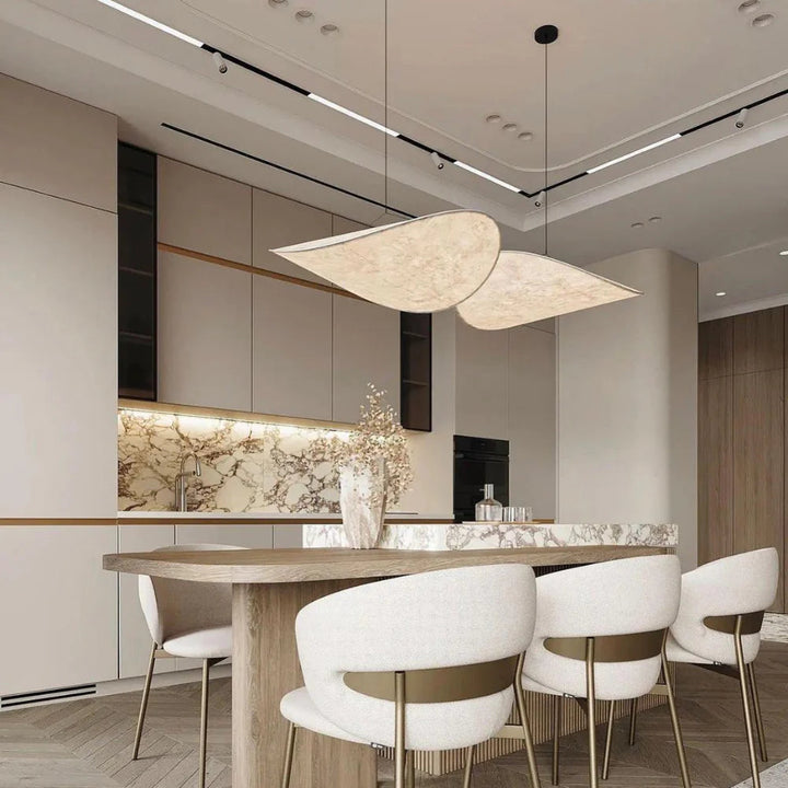 Elegante Japandi Hanglampe aus Seide und Metall – Dimmbar mit LED-Technologie 3