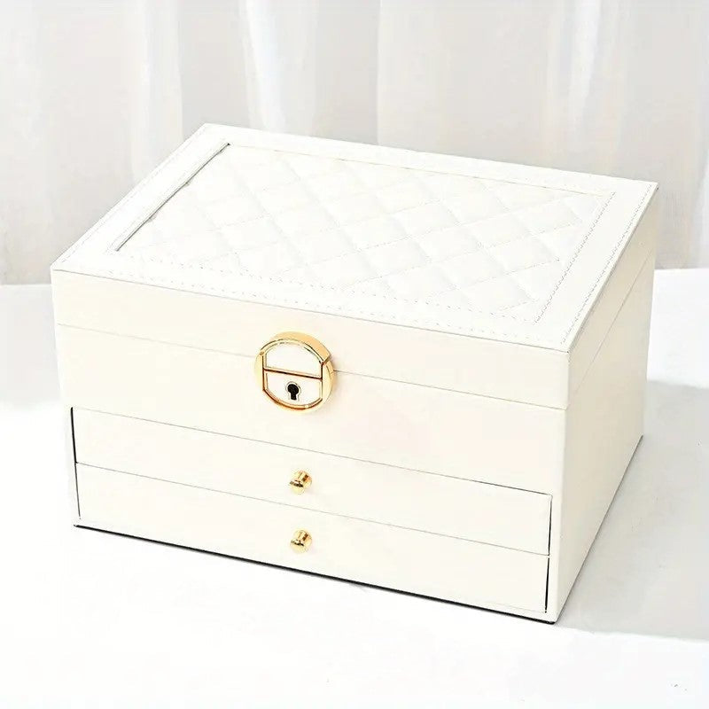 Elegante Leder Schmuckkästchen Damen mit Mehreren Schichten zur Optimalen Organisation 1