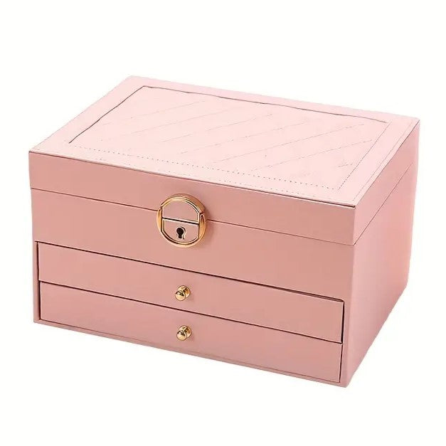 Elegante Leder Schmuckkästchen Damen mit Mehreren Schichten zur Optimalen Organisation 2