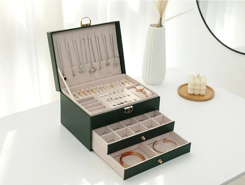 Elegante Leder Schmuckkästchen Damen mit Mehreren Schichten zur Optimalen Organisation 4