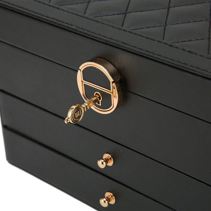 Elegante Leder Schmuckkästchen Damen mit Mehreren Schichten zur Optimalen Organisation 5