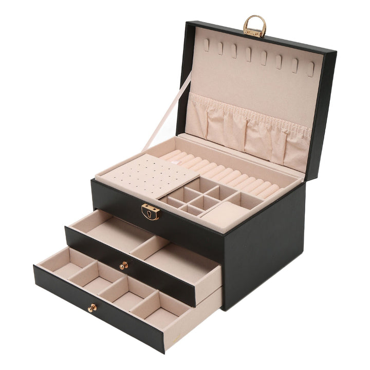 Elegante Leder Schmuckkästchen Damen mit Mehreren Schichten zur Optimalen Organisation 6