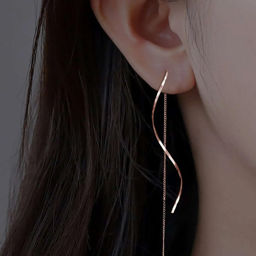 Elegante Ohrstecker Gold aus 14 Karat mit Quasten – Modernes Design & Geometrisches Muster 0