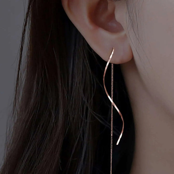 Elegante Ohrstecker Gold aus 14 Karat mit Quasten – Modernes Design & Geometrisches Muster 0
