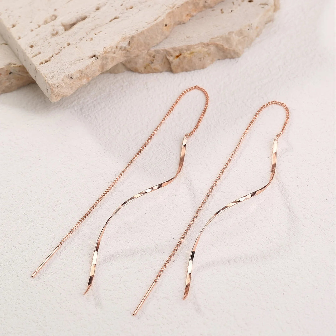 Elegante Ohrstecker Gold aus 14 Karat mit Quasten – Modernes Design & Geometrisches Muster 4