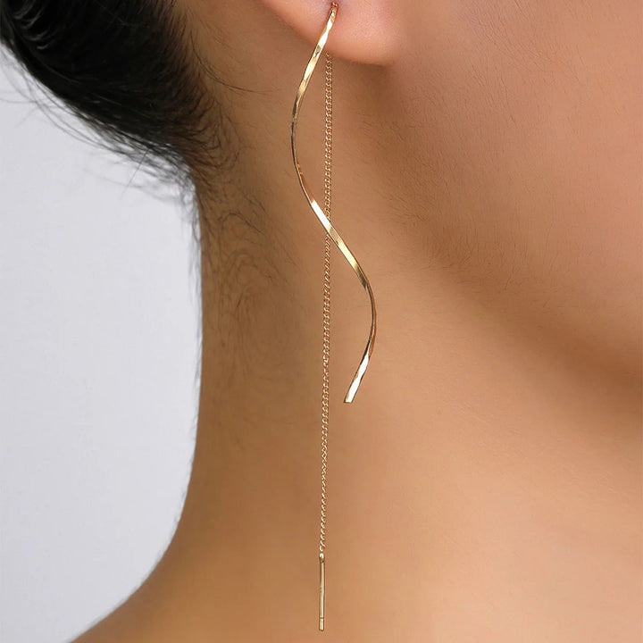 Elegante Ohrstecker Gold aus 14 Karat mit Quasten – Modernes Design & Geometrisches Muster 8