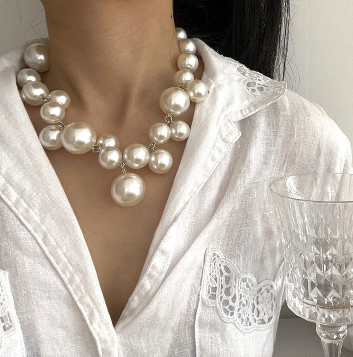 Elegante Perlenkette Damen – Hochwertige Resin-Kette mit Runde Perlen für Zeitlose Schönheit 0