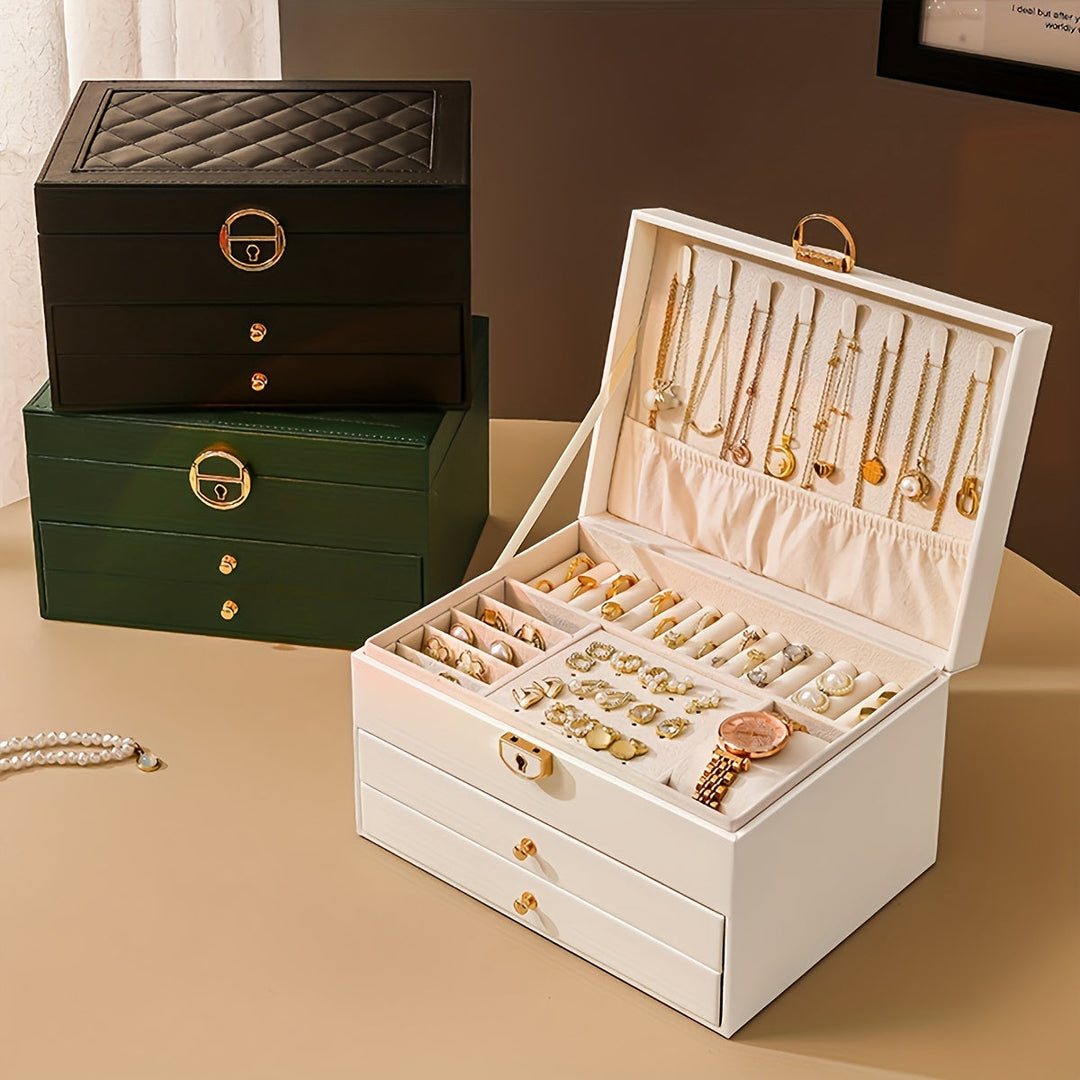 Elegante Schmuckdose aus Leder – Praktische Aufbewahrung für Ketten, Ringe und Armbänder – Schmuckkästchen Damen 2