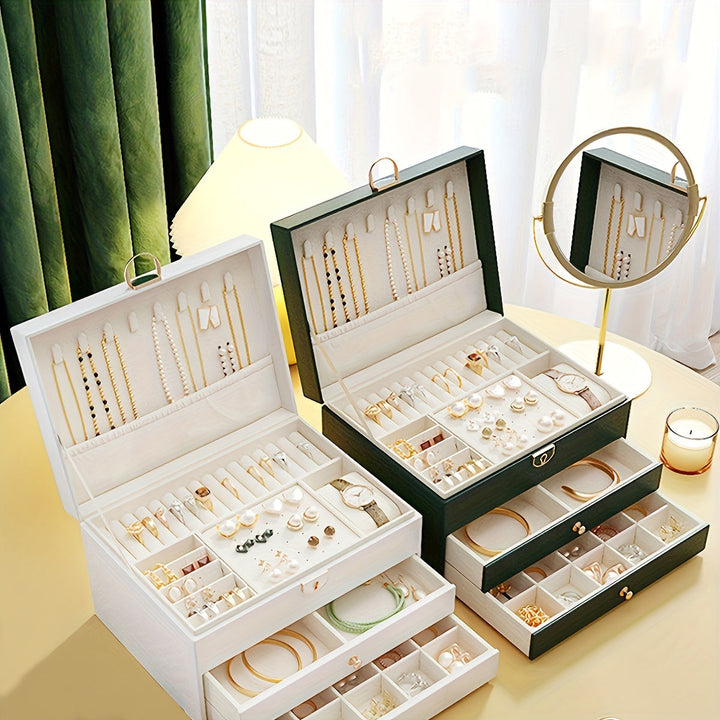Elegante Schmuckdose aus Leder – Praktische Aufbewahrung für Ketten, Ringe und Armbänder – Schmuckkästchen Damen 4