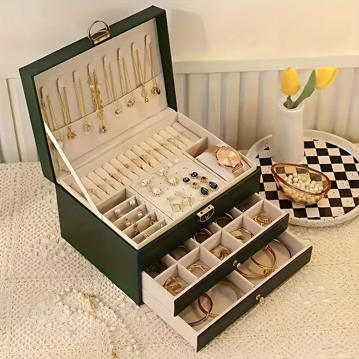 Elegante Schmuckdose aus Leder – Praktische Aufbewahrung für Ketten, Ringe und Armbänder – Schmuckkästchen Damen 5