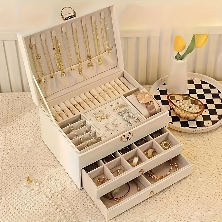 Elegante Schmuckdose aus Leder – Praktische Aufbewahrung für Ketten, Ringe und Armbänder – Schmuckkästchen Damen 6
