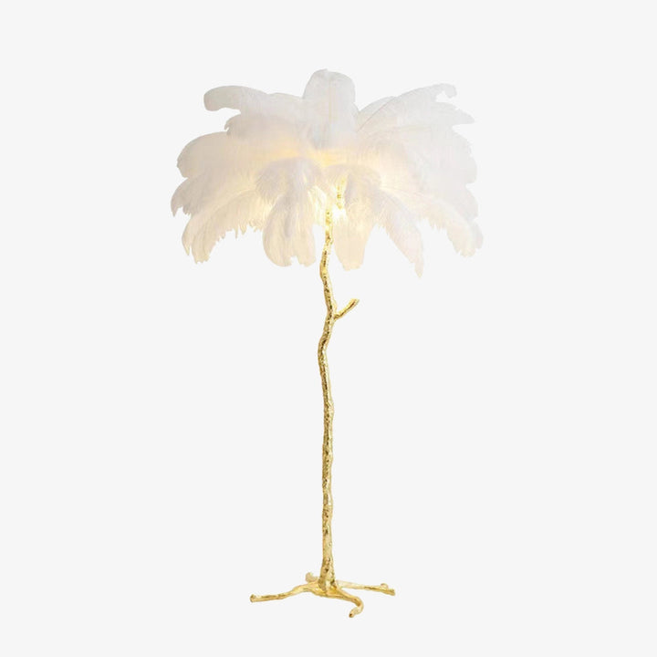 Elegante Stehlampe mit Straußenfedern für Wohnzimmer – Stilvolle Wohnraumleuchte mit sanfter Beleuchtung, 150 cm hoch, Weiß 2