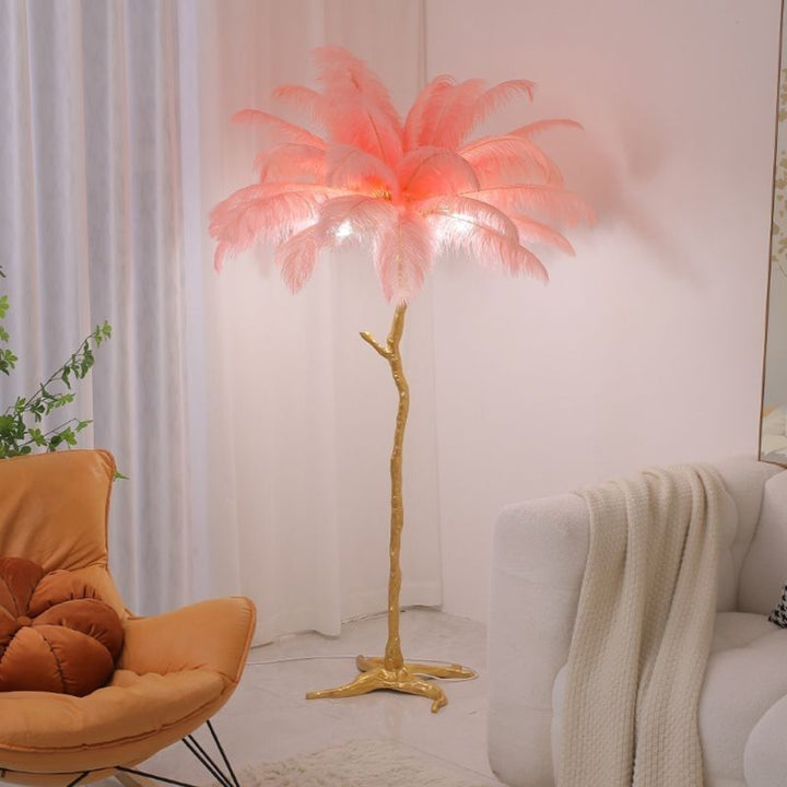 Elegante Stehlampe mit Straußenfedern für Wohnzimmer – Stilvolle Wohnraumleuchte mit sanfter Beleuchtung, 150 cm hoch, Weiß 7