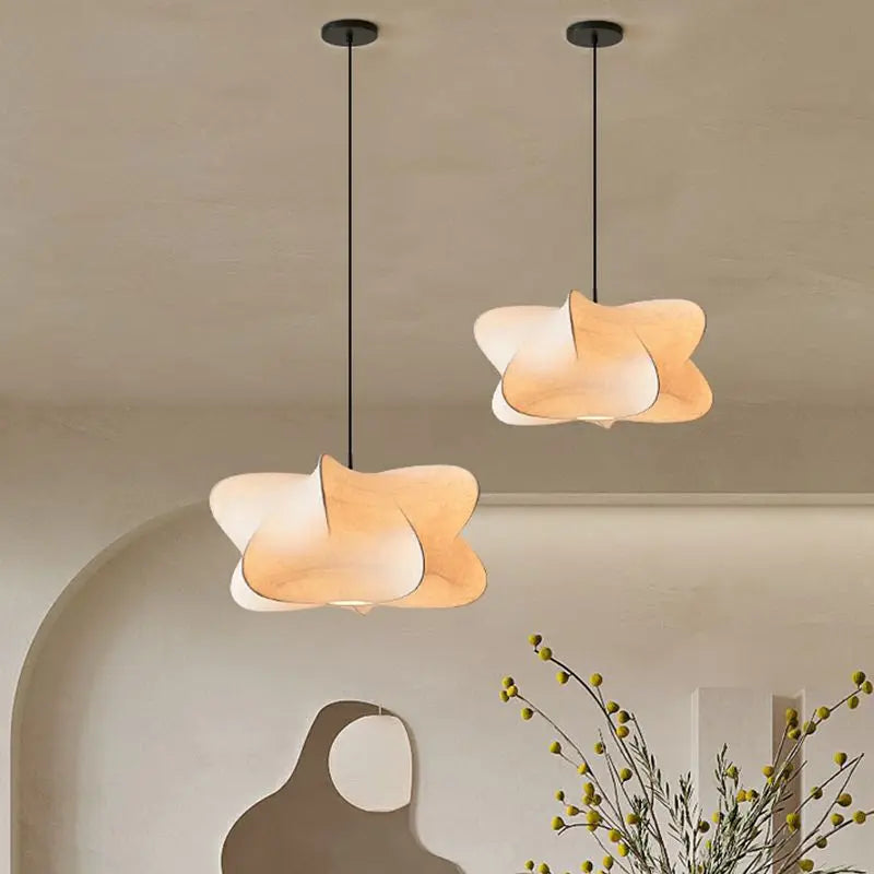 Elegante Wabi Sabi Hängelampe aus Seide – Stilvolle Pendelleuchte für Modernes Interieur, Sanfte Beleuchtung und Vielseitig Einsetzbar 4