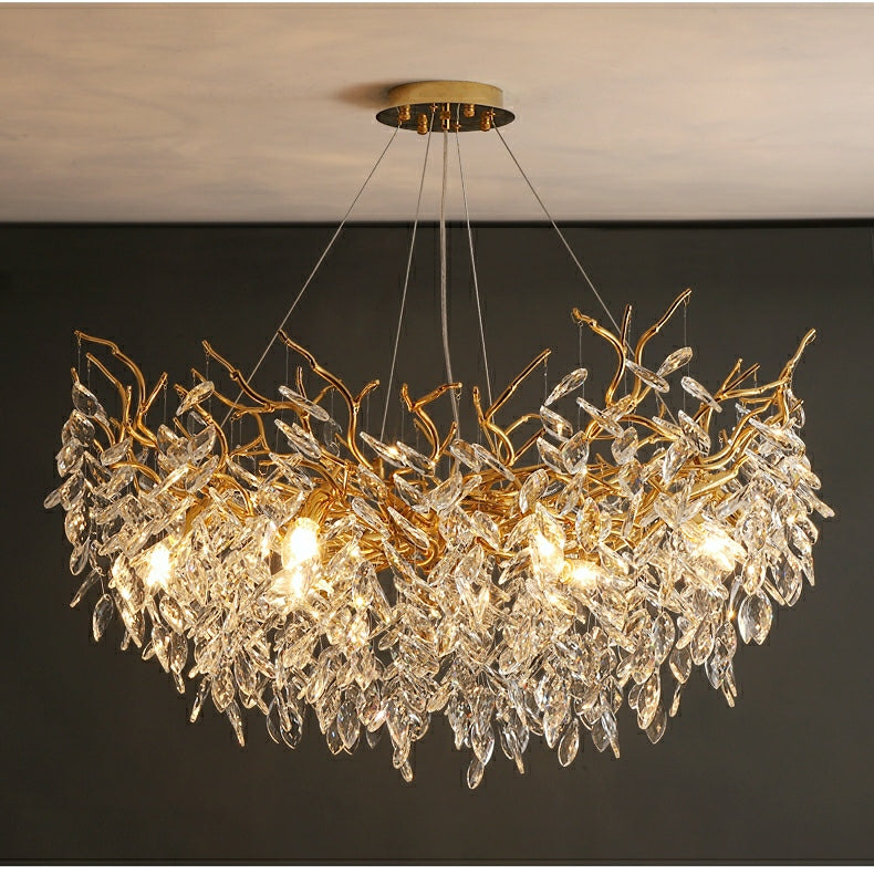 Eleganter Kristallleuchter Gold im Vintage-Stil – Verstellbare LED-Beleuchtung, 6-24 Lichter 9