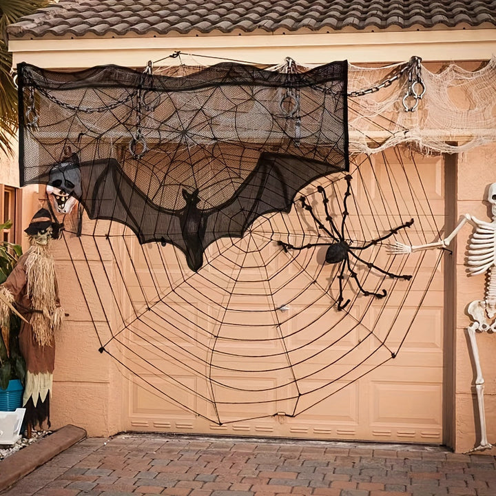 Eleganter Schwarzer Tischläufer Für Halloween Mit Spitzenmuster Und Spinnenmotiven 4