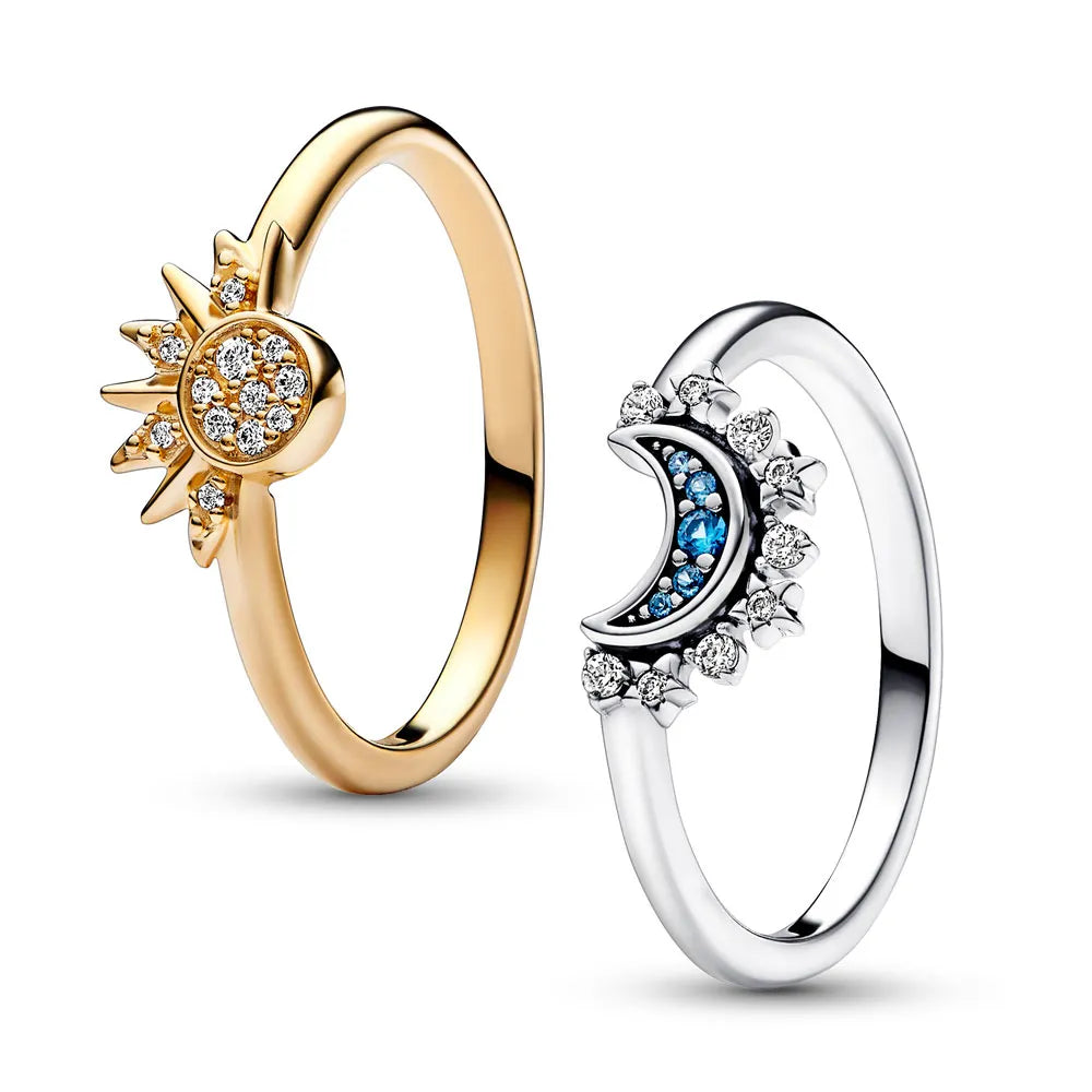 Eleganter Silberring Damen mit Mond- und Sonnenmotiv aus 925er Sterlingsilber 1