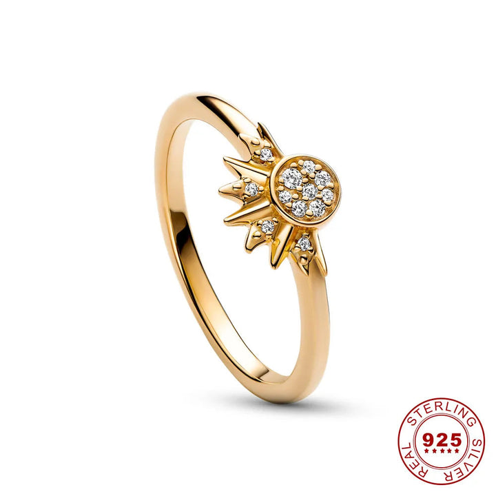 Eleganter Silberring Damen mit Mond- und Sonnenmotiv aus 925er Sterlingsilber 2