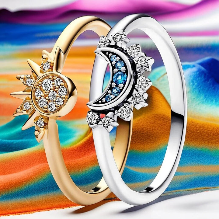Eleganter Silberring Damen mit Mond- und Sonnenmotiv aus 925er Sterlingsilber 4