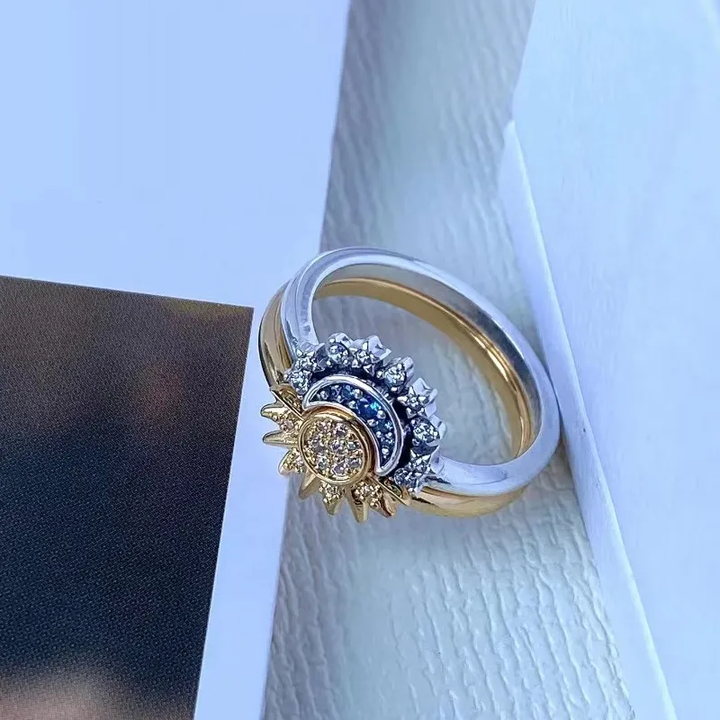 Eleganter Silberring Damen mit Mond- und Sonnenmotiv aus 925er Sterlingsilber 5