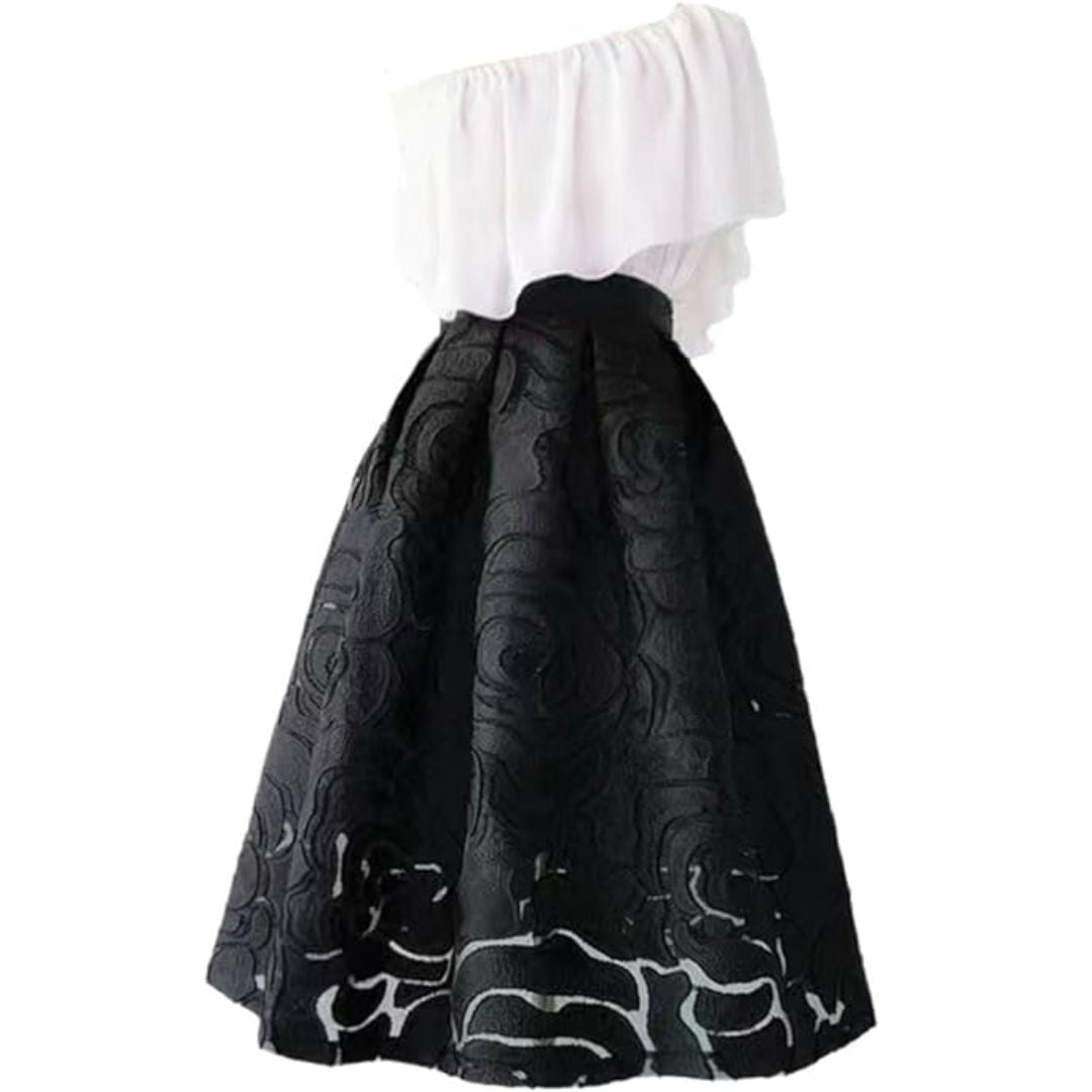 Eleganter Trachtenrock Damen Celine – Hochtaillierter Jacquard Midi A-Linie 2