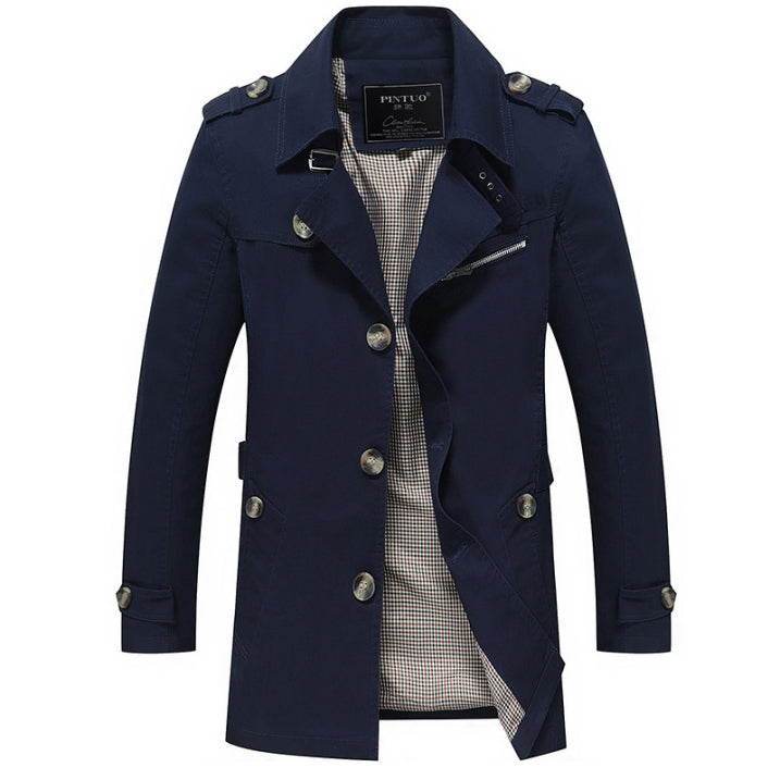 Eleganter Wasserdichter Trenchcoat Schwarz für Herren – Zweireihiges Design 1