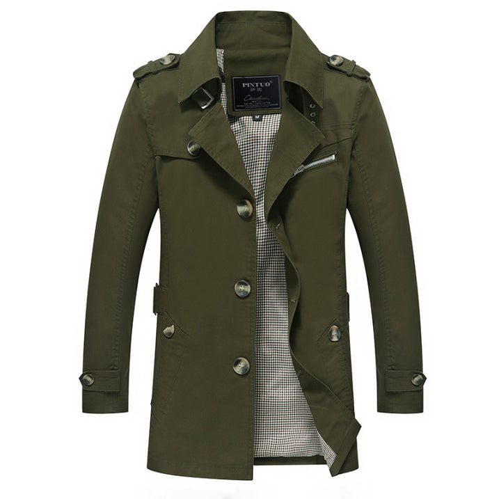 Eleganter Wasserdichter Trenchcoat Schwarz für Herren – Zweireihiges Design 2
