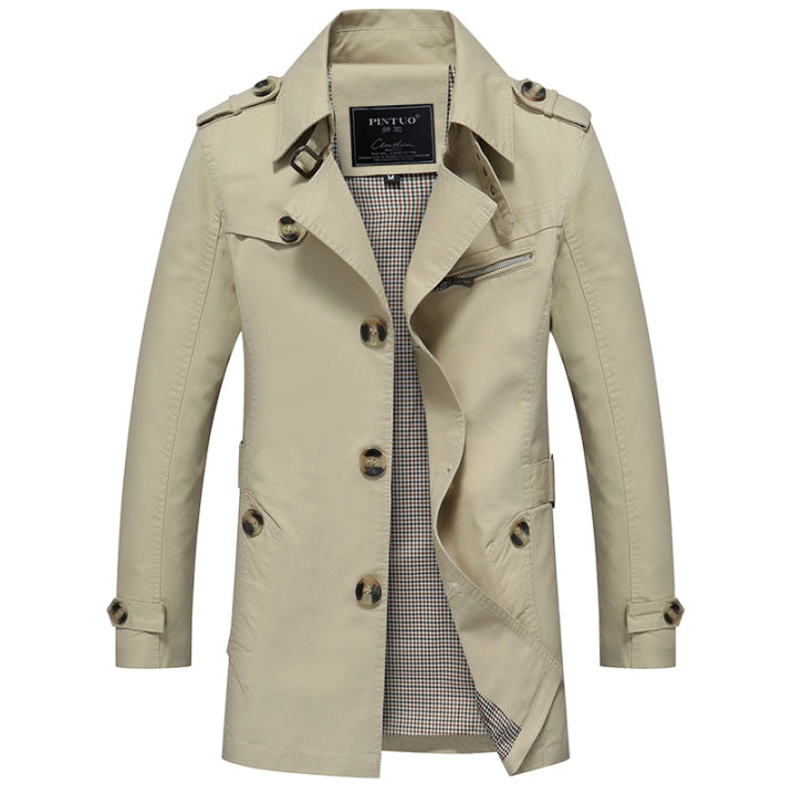 Eleganter Wasserdichter Trenchcoat Schwarz für Herren – Zweireihiges Design 3