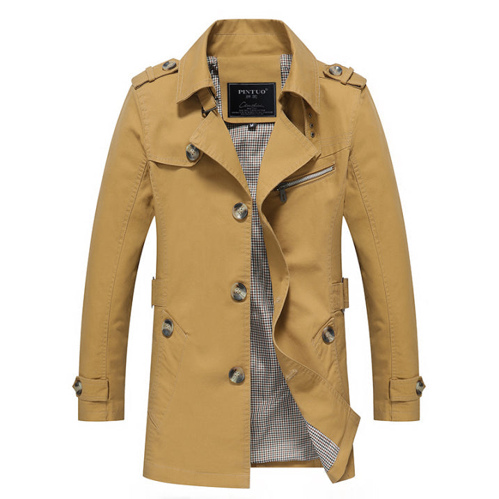 Eleganter Wasserdichter Trenchcoat Schwarz für Herren – Zweireihiges Design 4