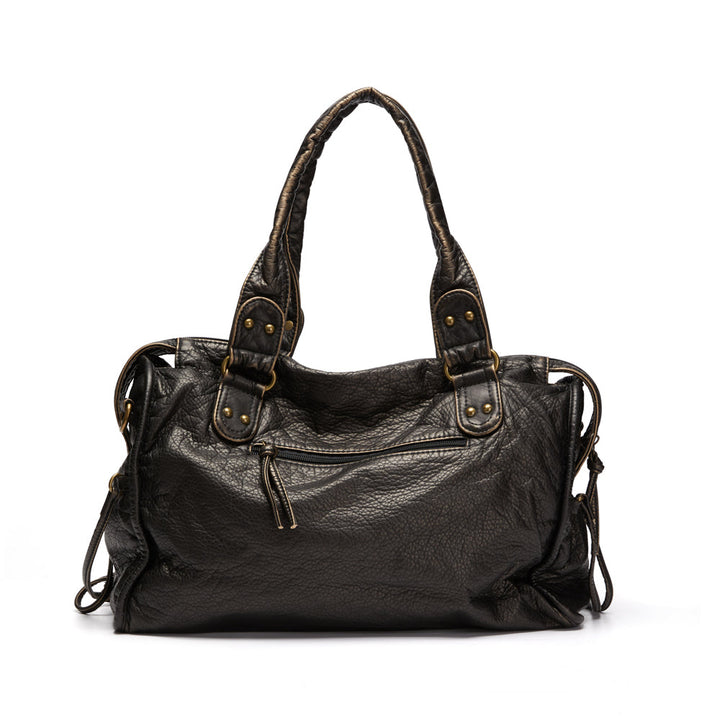 Eleganz Schwarz – Handtasche Damen aus echtem Leder mit geräumigem Innenleben 1
