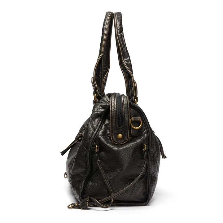 Eleganz Schwarz – Handtasche Damen aus echtem Leder mit geräumigem Innenleben 5