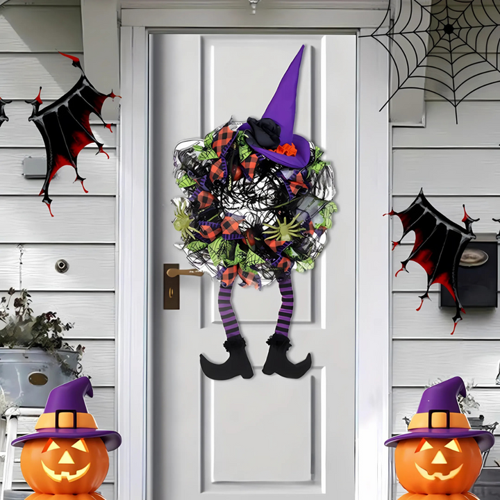 Fantasievolle Halloween-Witch Mesh Kranz – Lustige Türdekoration für Halloween 4