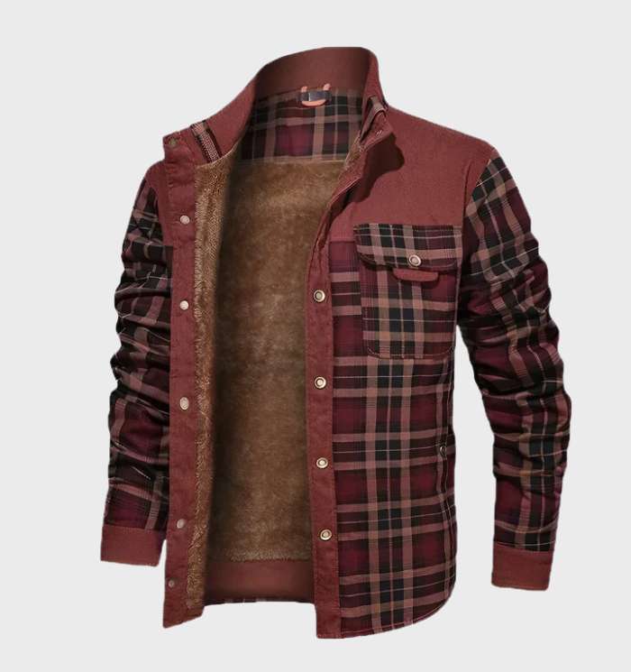 FlanelStijl – Herrenjacke mit Fleece-Fütterung und hohem Kragen, Karodesign 1