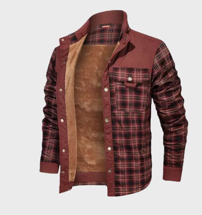 FlanelStijl – Herrenjacke mit Fleece-Fütterung und hohem Kragen, Karodesign 2