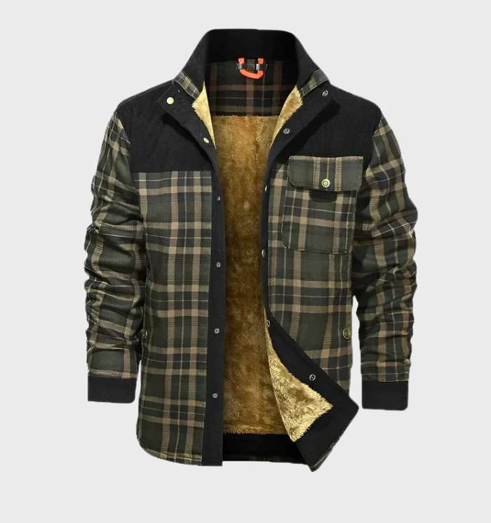 FlanelStijl – Herrenjacke mit Fleece-Fütterung und hohem Kragen, Karodesign 3