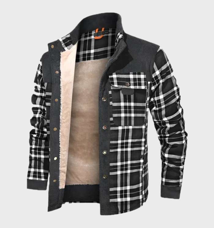 FlanelStijl – Herrenjacke mit Fleece-Fütterung und hohem Kragen, Karodesign 4