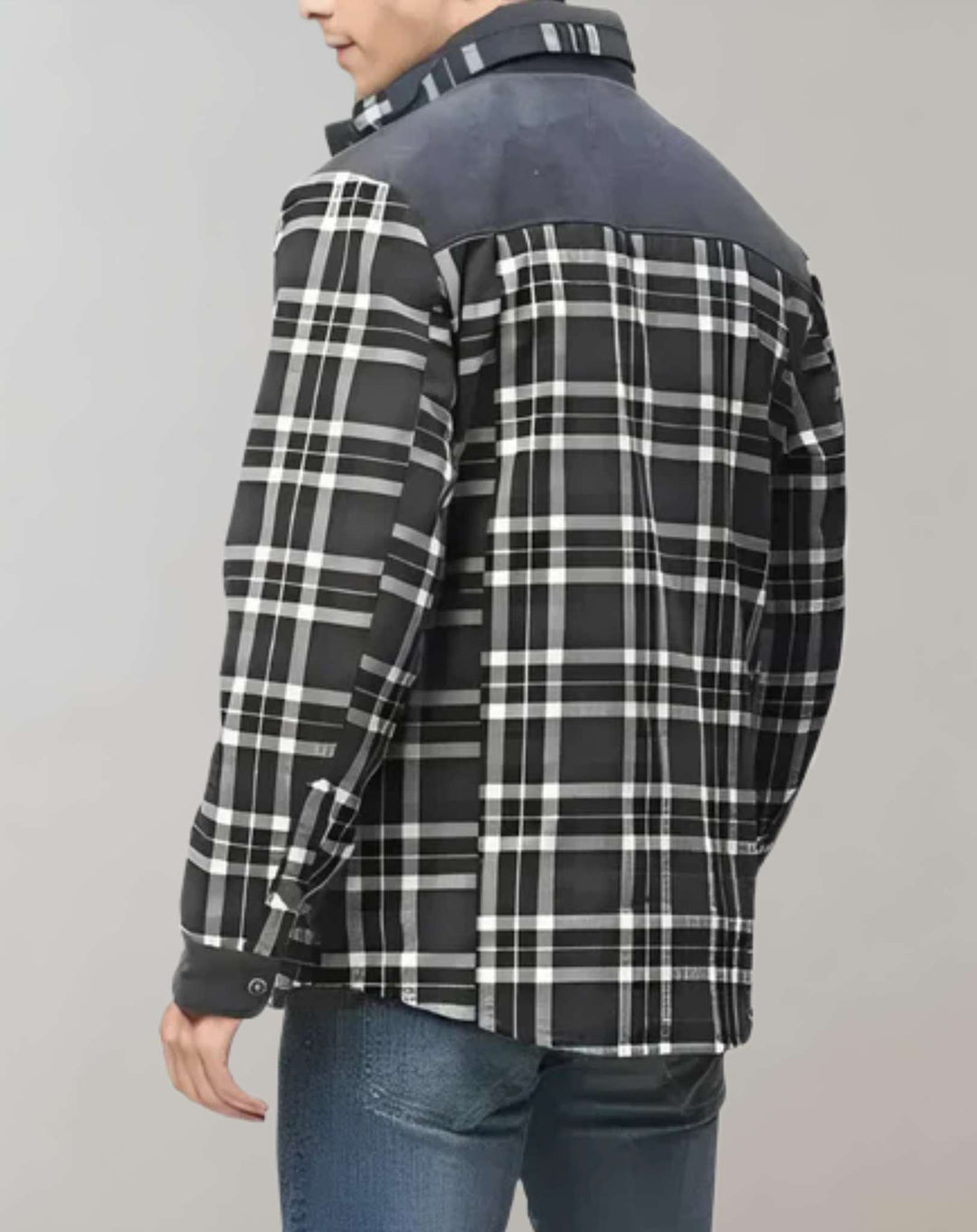 FlanelStijl – Herrenjacke mit Fleece-Fütterung und hohem Kragen, Karodesign 5