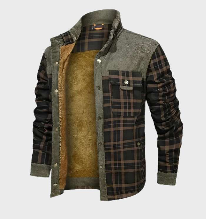 FlanelStijl – Herrenjacke mit Fleece-Fütterung und hohem Kragen, Karodesign 6