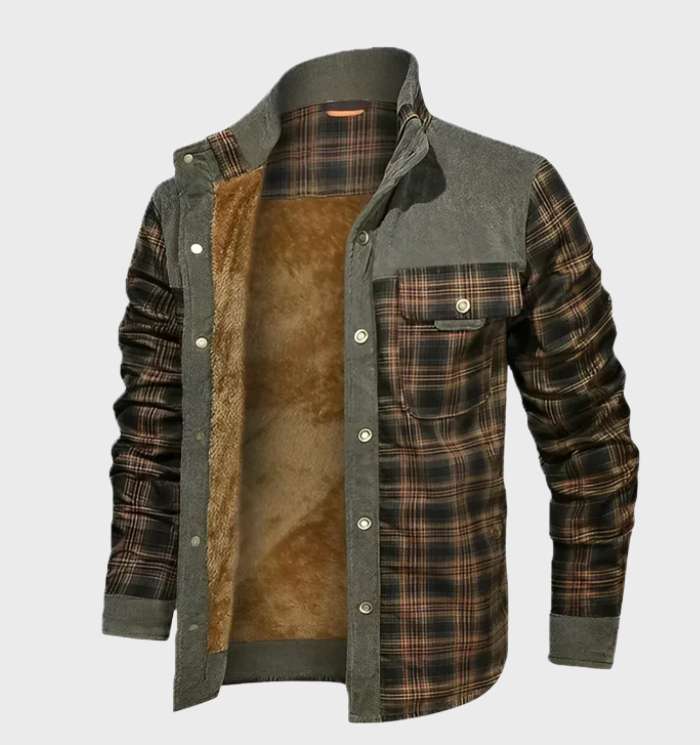 FlanelStijl – Herrenjacke mit Fleece-Fütterung und hohem Kragen, Karodesign 7