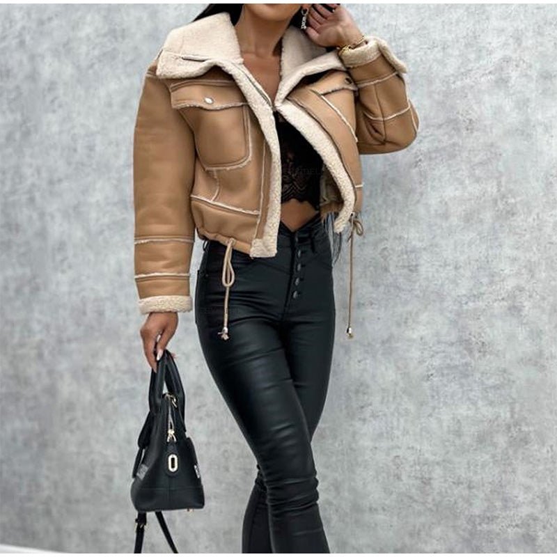 Fleece-gefütterte Lederjacke Damen – Modernes Design für Herbst und Winter 2