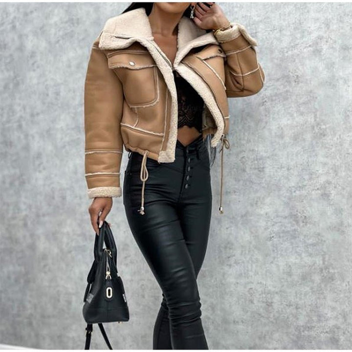 Fleece-gefütterte Lederjacke Damen – Modernes Design für Herbst und Winter 2