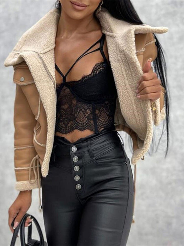 Fleece-gefütterte Lederjacke Damen – Modernes Design für Herbst und Winter 4