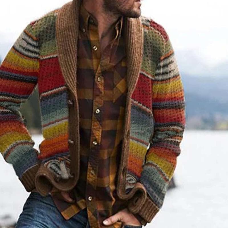 Gestreifte Herren Strickjacke – Moderner Cardigan mit Hohem Tragekomfort 0