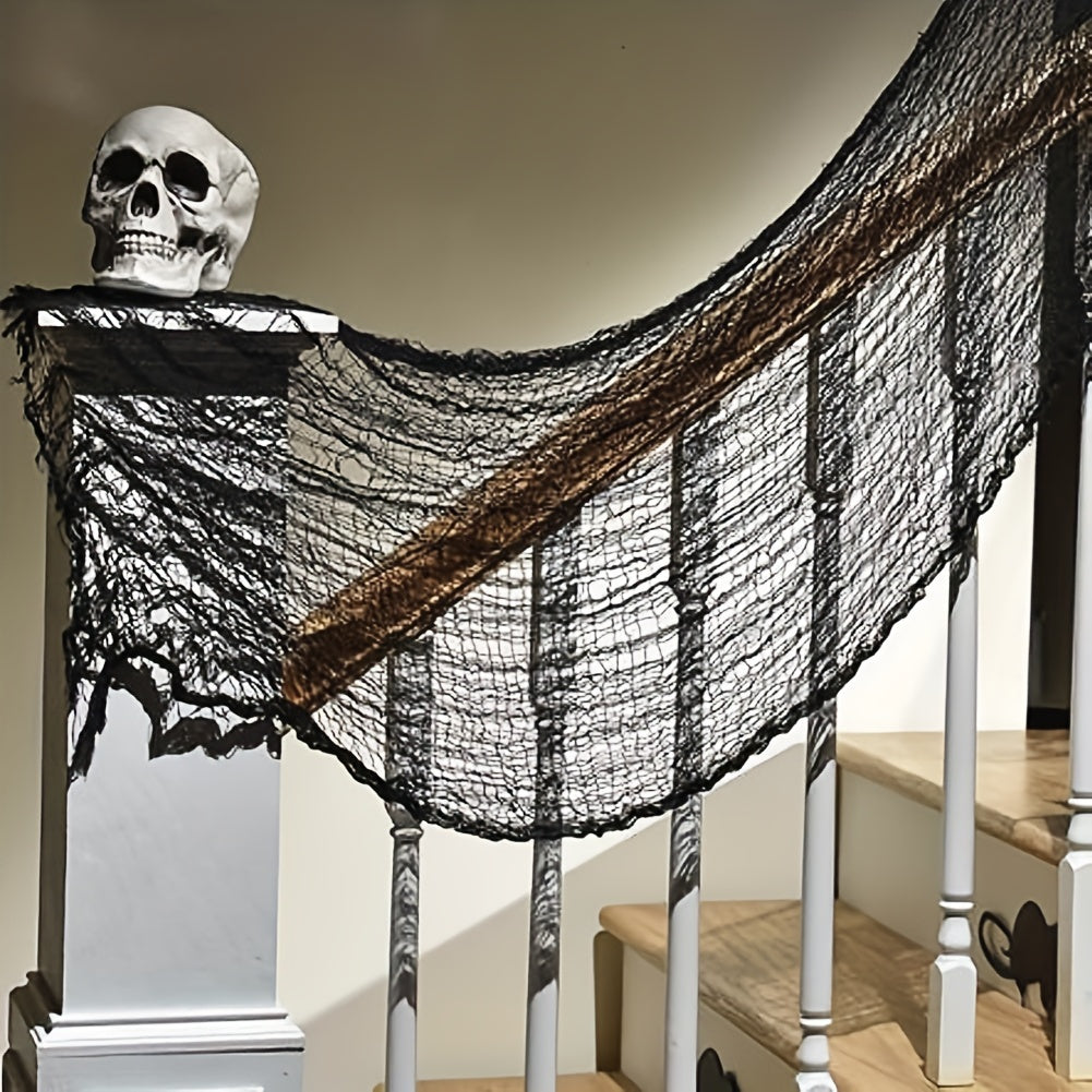 Halloween Deko – Flexibler Schwarzer Polyesterstoff für Gruselige Tischdeko und DIY-Projekte 0