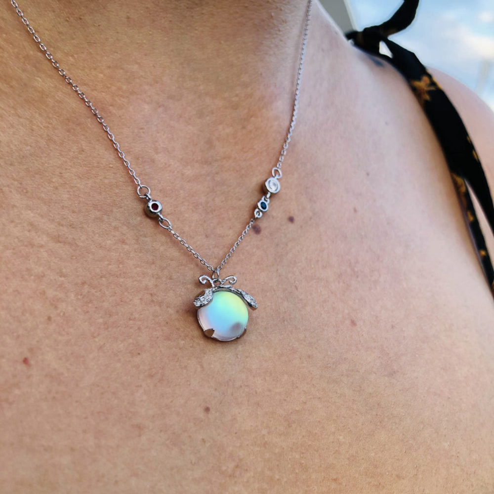Handgefertigte Halskette Damen aus Silber mit Mondstein – Kreativität & Emotionale Balance 1