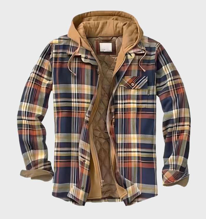 HeatStyle – Warme Herrenjacke mit Kapuze und modernem Muster 1