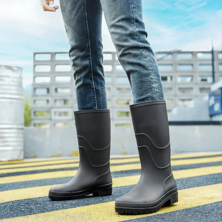Herren Gummistiefel – Wasserdichte PVC Arbeitsschuhe mit Rutschfester Sohle 3