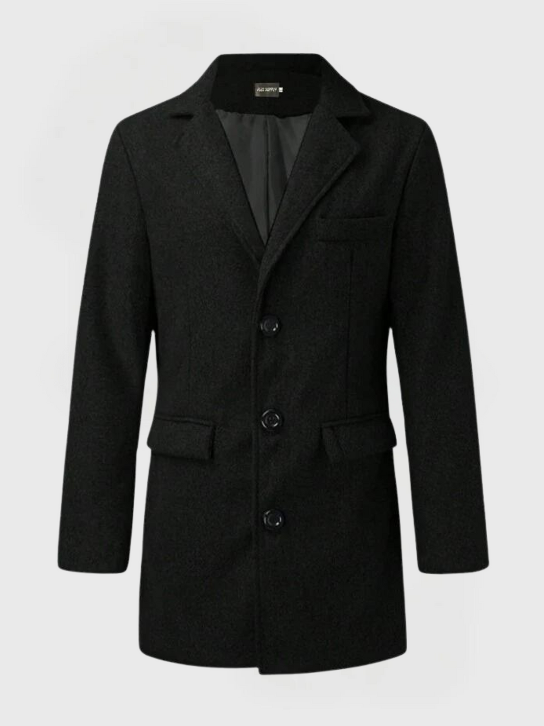 Herrenmantel Lang Schwarz – Warmer Formeller Mantel für Eleganz und Komfort 2